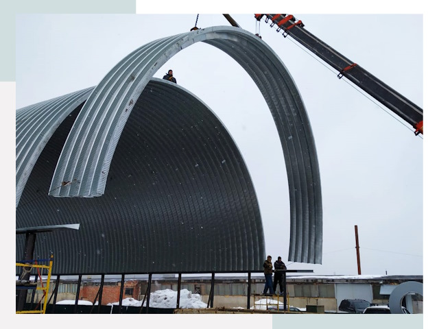 Полукруглые ангары в Воркуте